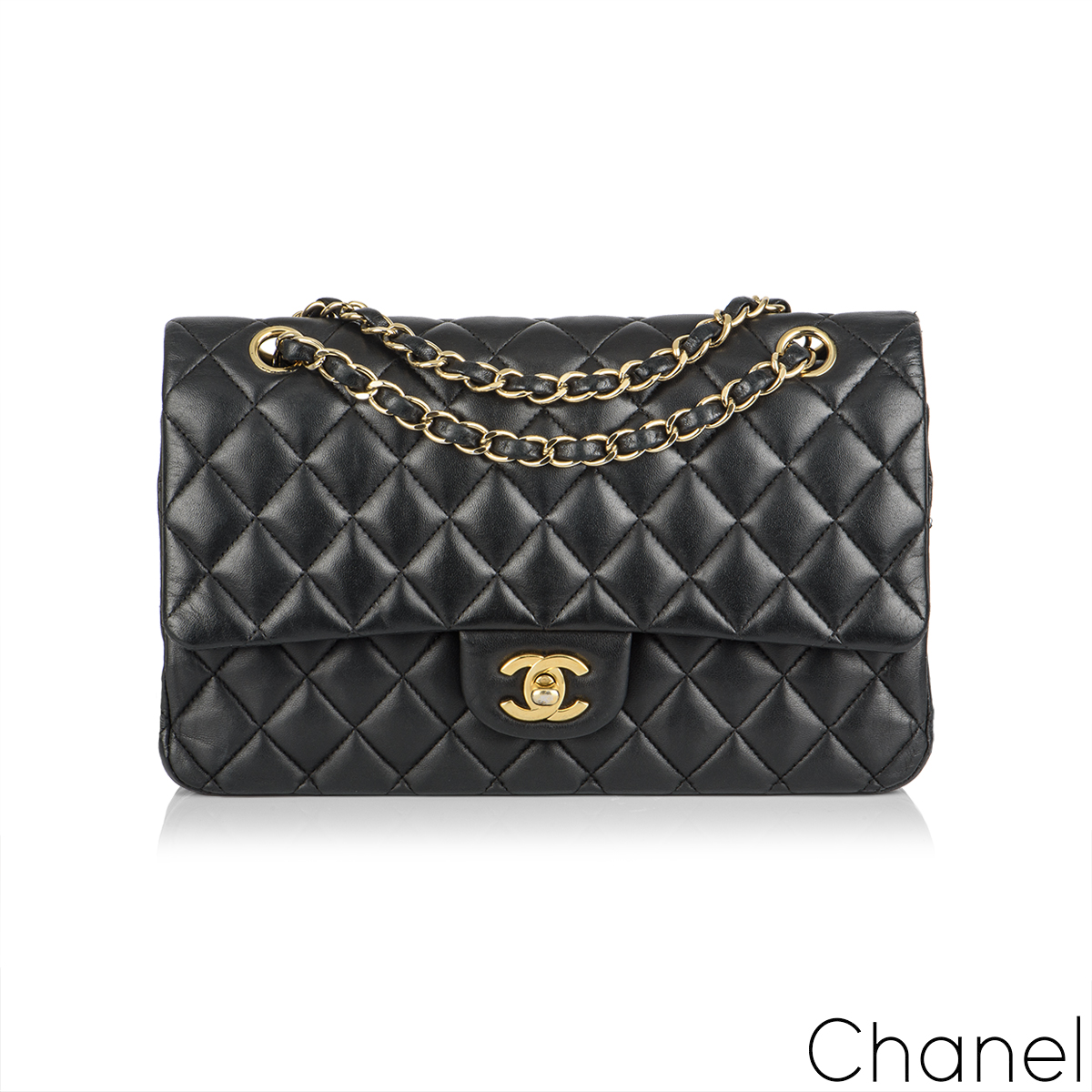 Chanel Black Lambskin Medium Double Flap Bag